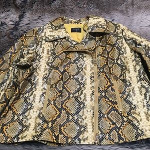 Tahari Yellow Python Faux Leather Jacket *Size XL*